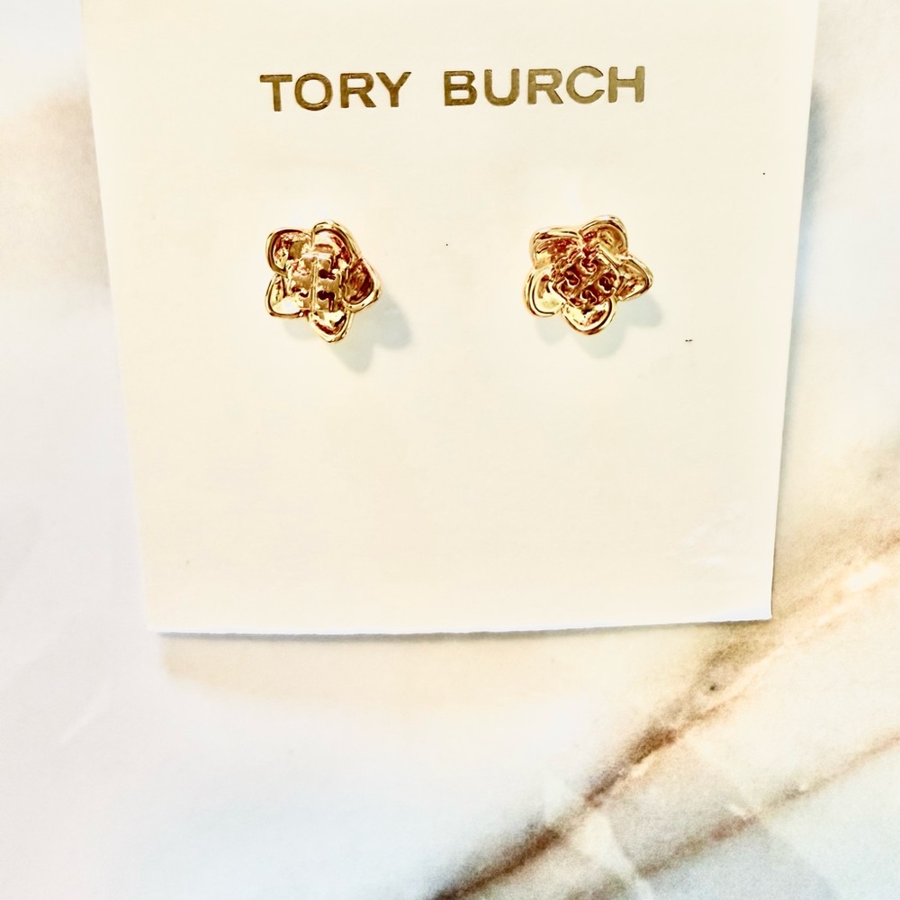 Tory Burch Gold Floral Stud Earrings